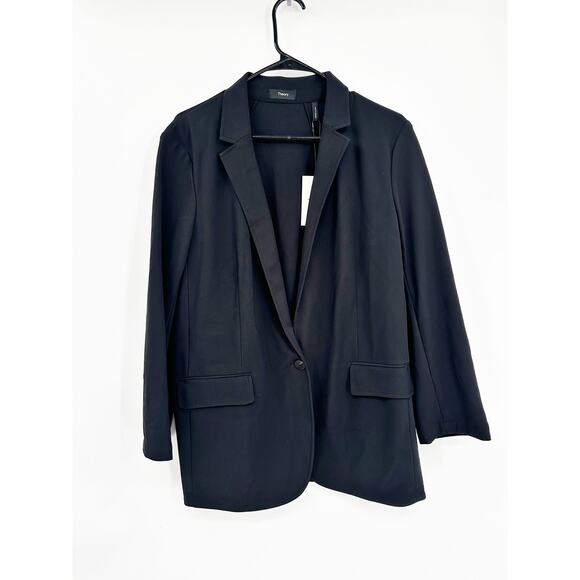 Theory Casual Blazer in Precision Ponte Black 10 NEW - Picture 2 of 6